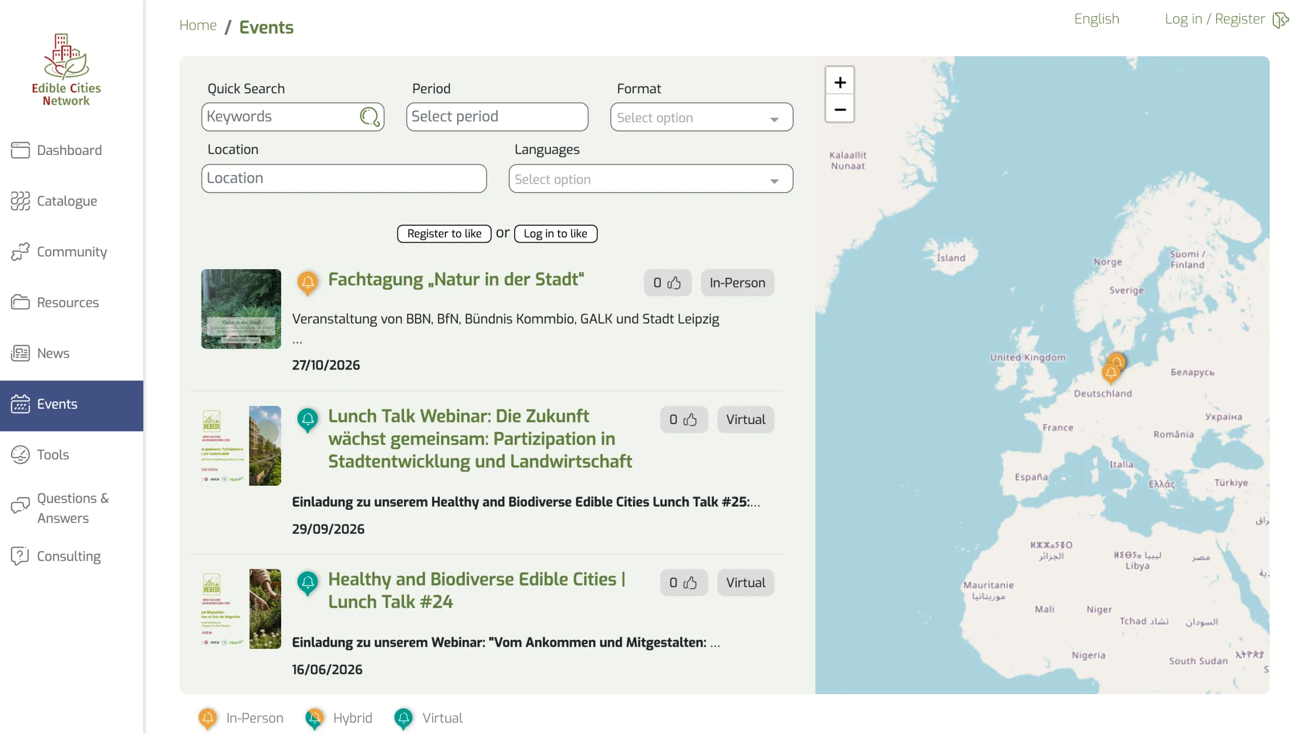 Agenda d'esdeveniments amb filtres i mapa